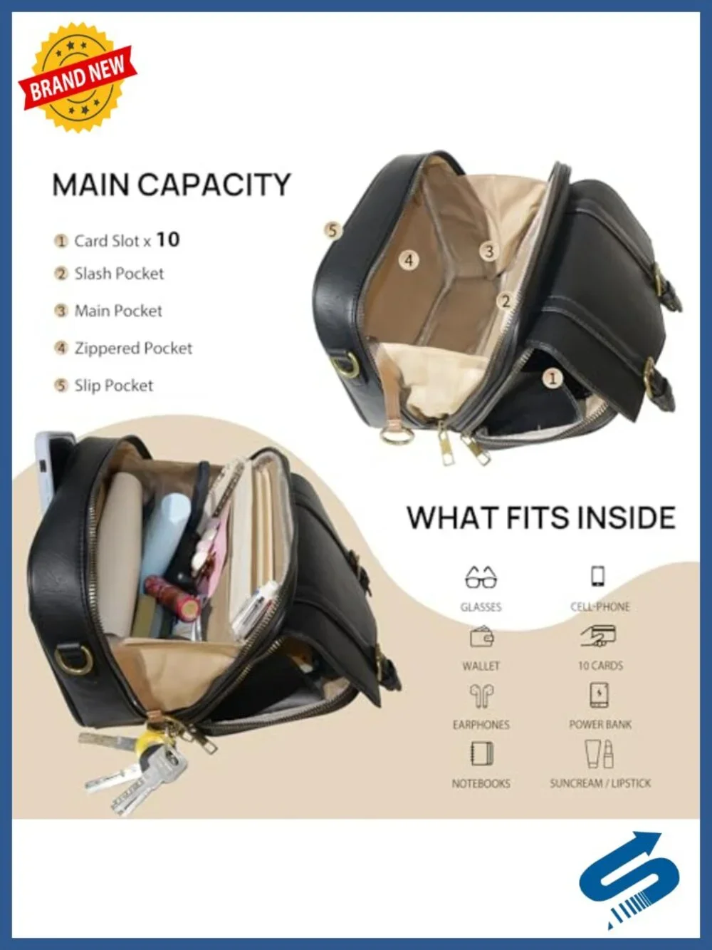 Vegan Leather Anti Theft RFID Blocking Crossbody Bag Travel Purse Built In